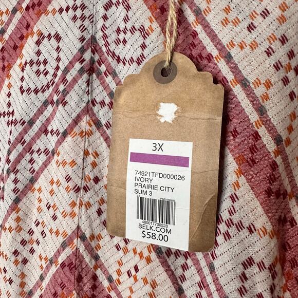 NWT True Craft Prairie City Boho Western Ruffle Hem Maxi Dress in Ivory Size 3X - Picture 9 of 10